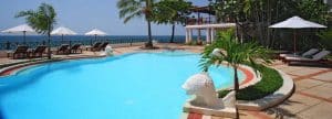 Zanzibar beach with luxury hotel