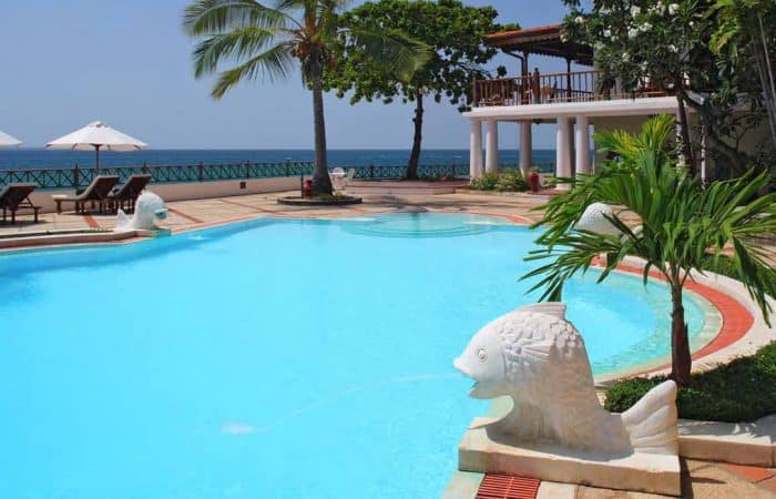 Zanzibar beach with luxury hotel